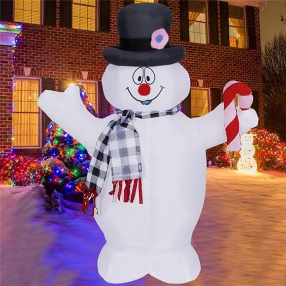 4FTChristmas Snowman Black and White Collar Hand-held Crutch Built-in LED Lights - Picture 7 of 7